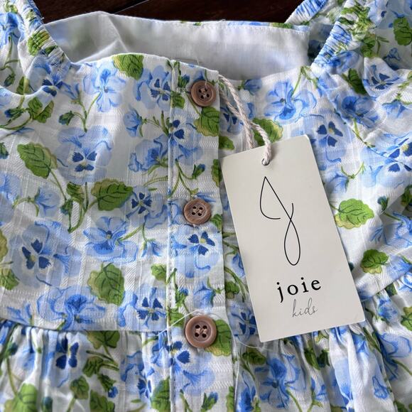 Joie Girls 2T Dress Layered Flowy Button Down Floral Blue Green Summer - Picture 10 of 10